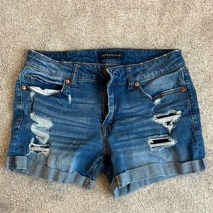 Dark wash denim shorts